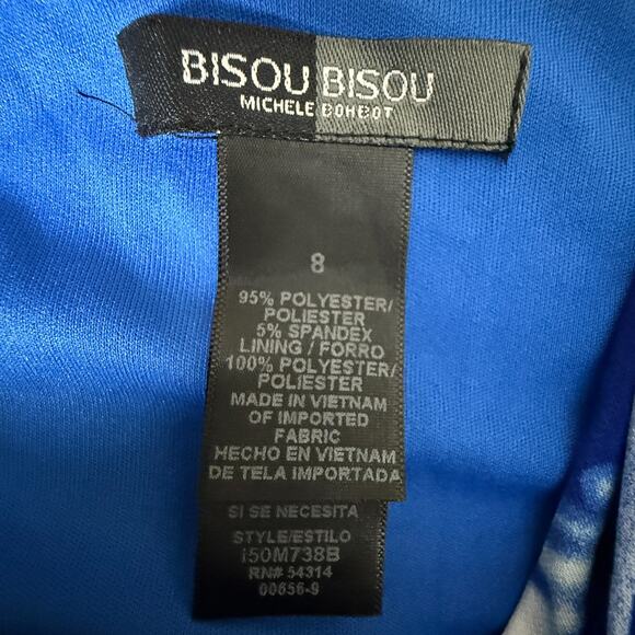 Bisou Bisou Michele Bohbot Floral Empire‑Waist Dress Women’s Size 8 Blue Teal - Picture 5 of 5